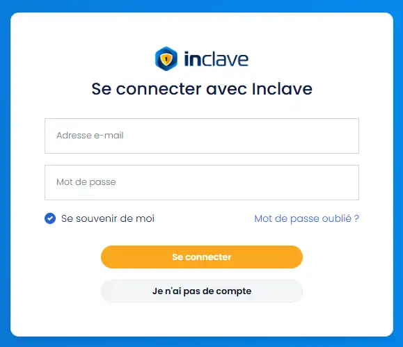 Interface de connexion Inclave sur un appareil compatible